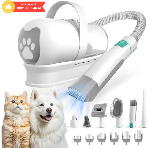 Dog Hair Vacuum with 6 Pet Grooming Tools for Dogs Cats Shedding Grooming