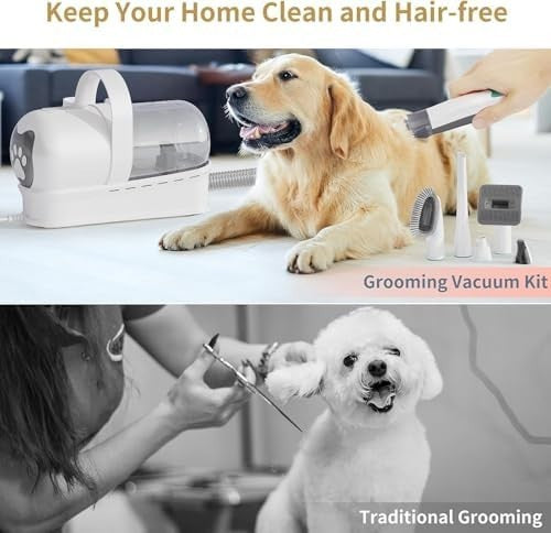 Dog Hair Vacuum with 6 Pet Grooming Tools for Dogs Cats Shedding Grooming