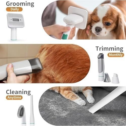 Dog Hair Vacuum with 6 Pet Grooming Tools for Dogs Cats Shedding Grooming