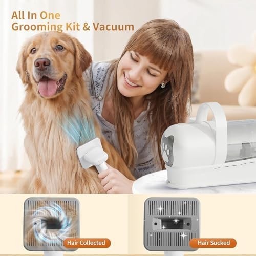 Dog Hair Vacuum with 6 Pet Grooming Tools for Dogs Cats Shedding Grooming